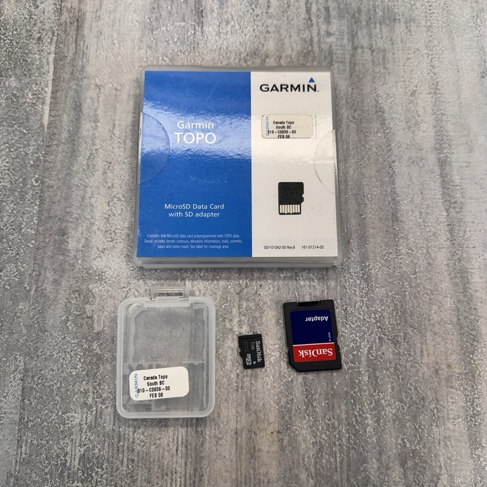 Garmin TOPO Canada South BC Southern British  MicroSD GPS Map Card SD Adapter